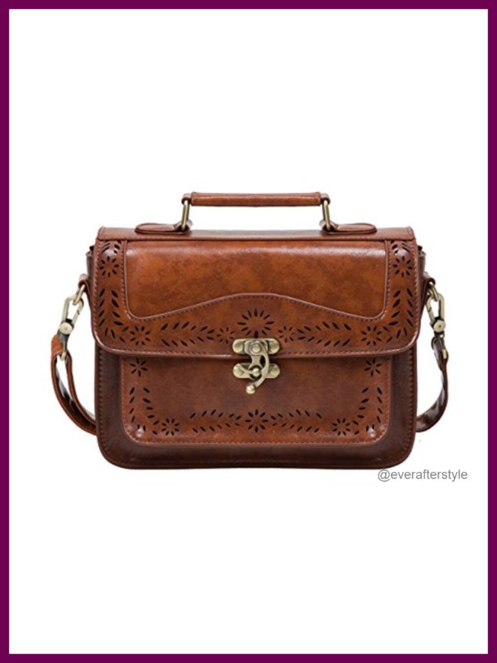 Vintage PU Leather Satchel Purse Crossbody Messenger Work Bag Women